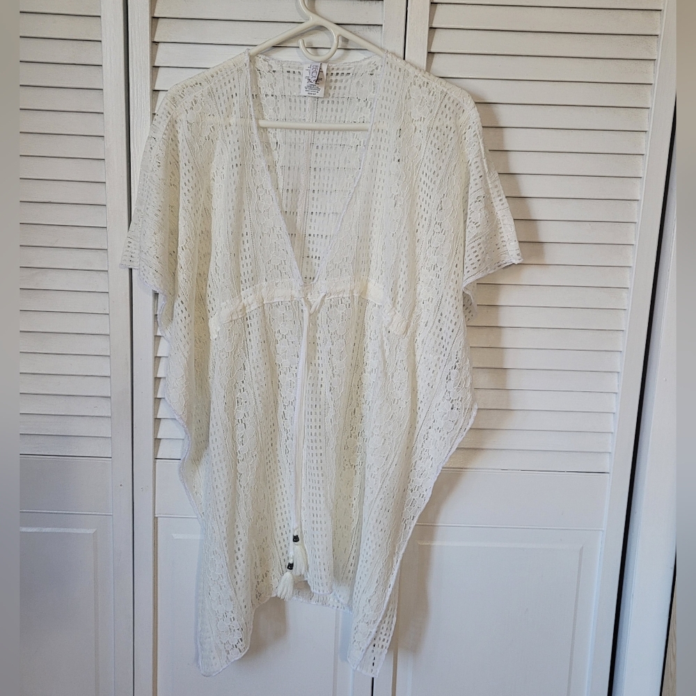 BECCA White Lace Kimono Cover-Up, Size XS - Picture 3 of 7